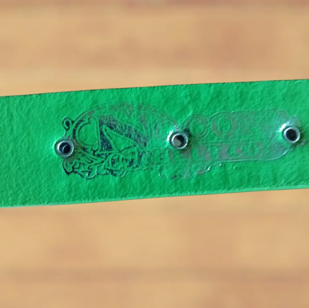 - Nocona Green Studded Leather Belt with Silver Buckle. NWT
